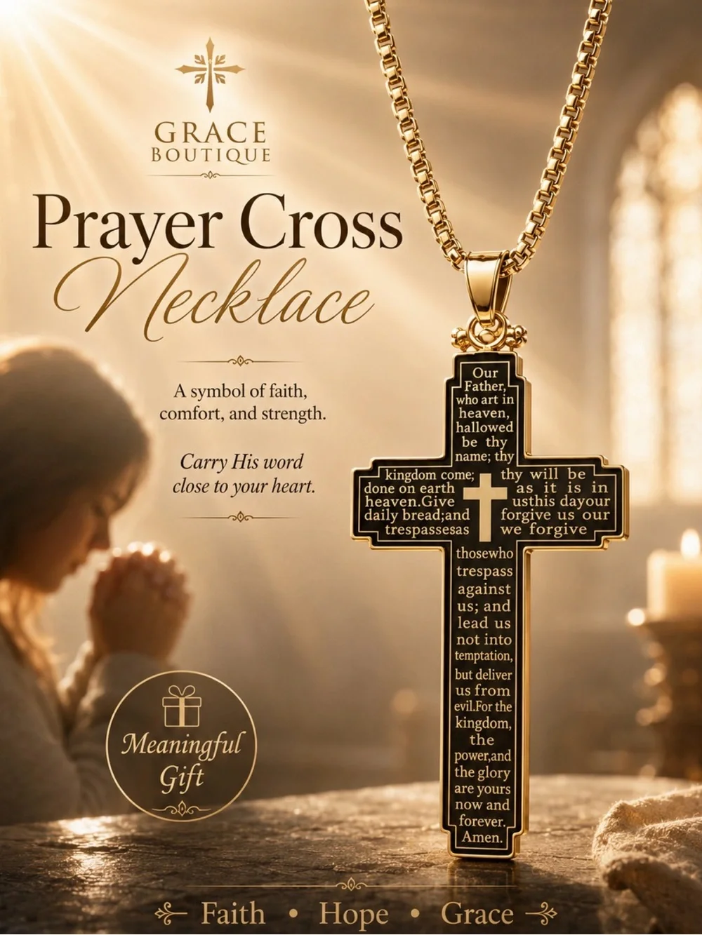 Grace Boutique Gold Cross Necklace - Men's